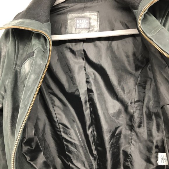 Nordstrom's Make + Model Black Leather Bomber Jacket size M - Picture 6 of 14
